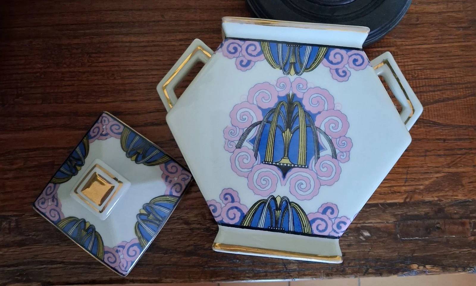 Raríssimo açucareiro Art Déco em porcelana com motivo fonte estilizada – Henri Delcourt, c. 1925 – photo 5